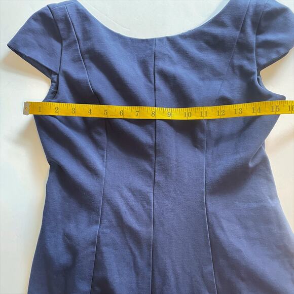 Shoshanna Navy Fit & Flare Dress Womens XS Blue Cap Sleeve Minimalist Capsule - Picture 6 of 9